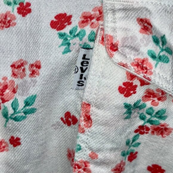 NWOT Levis Snap Front Dress Short Sleeve White/Floral Belted Cotton Sz 12 .e - Picture 5 of 8